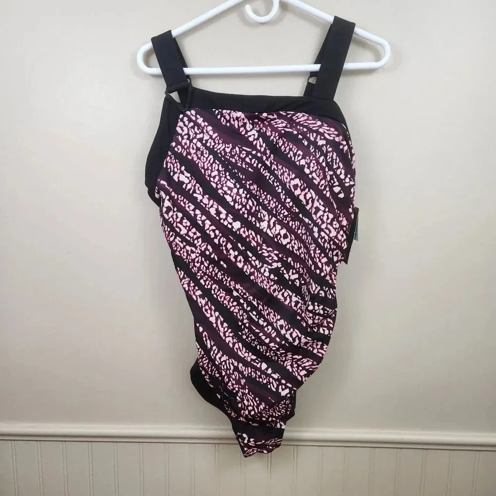 AQUA GREEN Asymetrical One Piece Tank Swimsuit UPF‎ 50+ Swimwear SZ XL 16/18